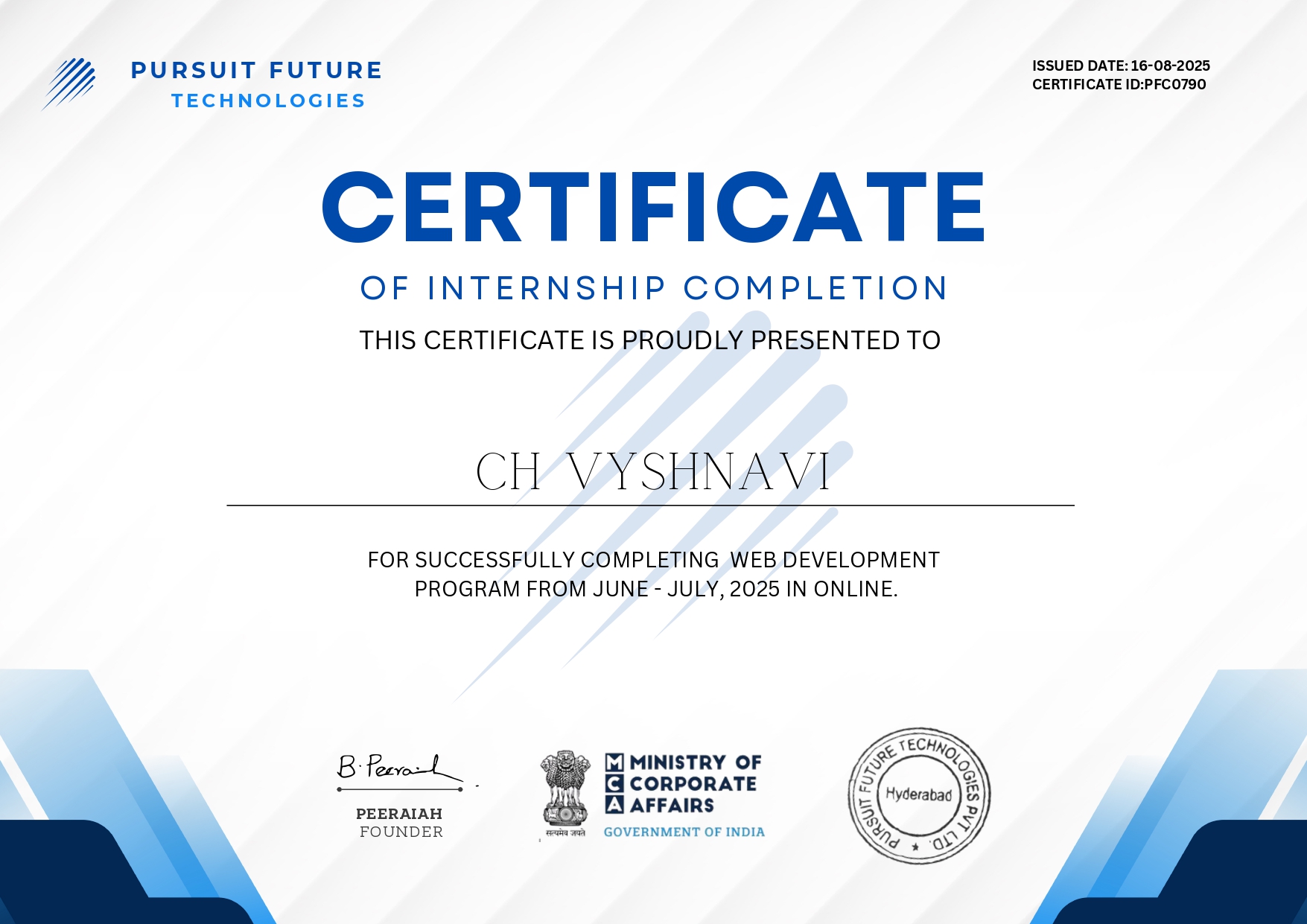 Internship Certification